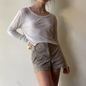 Brandy Melville Flowy Ribbed White Long Sleeve Top